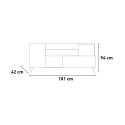 Aparador de cocina y sala de estar 2 puertas 2 cajones madera blanca 181x42x94 cm Kamie 