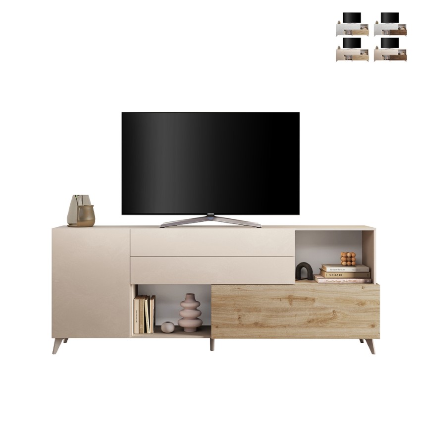 Aparador moderno para cocina y sala blanco de madera 2 puertas cajones Maditha Oferta