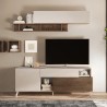 Mueble TV moderno de madera blanca con cajón y 2 puertas 181x42x67cm Edwin 