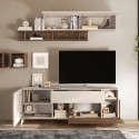 Mueble TV moderno de madera blanca con cajón y 2 puertas 181x42x67cm Edwin 
