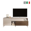Mueble TV moderno de madera blanca con cajón y 2 puertas 181x42x67cm Edwin Precio