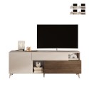 Mueble TV moderno de madera blanca con cajón y 2 puertas 181x42x67cm Edwin Rebajas