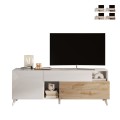 Mueble TV moderno de madera blanca con cajón y 2 puertas 181x42x67cm Edwin Promoción