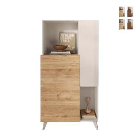 Mueble contenedor aparador cocina blanco madera 2 estantes Jowna Promoción