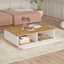 Juego de mueble TV con 3 estantes y mesa centro de madera color blanco 3, diseño moderno Award Catálogo