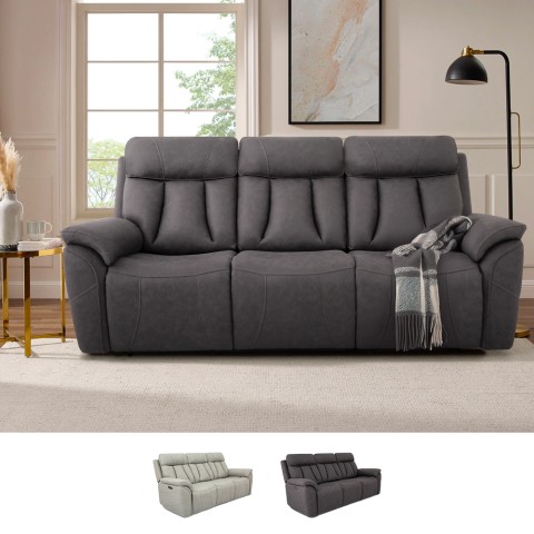 Sofá reclinable eléctrico 3 plazas con respaldo ajustable 2 puertos USB moderno Savys Promoción