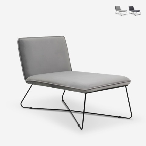 Sillón chaise longue de diseño moderno y minimalista en terciopelo Dumas Promoción