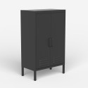 Armario de oficina de metal negro estilo industrial con 2 puertas 65x36x105 cm Colima Venta