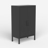 Armario de oficina de metal negro estilo industrial con 2 puertas 65x36x105 cm Colima Venta