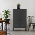 Armario de oficina de metal negro estilo industrial con 2 puertas 65x36x105 cm Colima Promoción