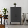 Armario de oficina de metal negro estilo industrial con 2 puertas 65x36x105 cm Colima Promoción