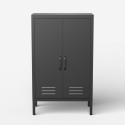 Armario de oficina de metal negro estilo industrial con 2 puertas 65x36x105 cm Colima Oferta