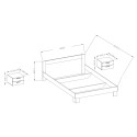 Cama de matrimonio 160x200 cm con 2 mesitas de noche de roble negro y somier de lamas Kivel Rebajas