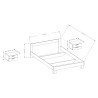 Cama de matrimonio 160x200 cm con 2 mesitas de noche de roble negro y somier de lamas Kivel Rebajas