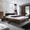 Cama de matrimonio 160x200 cm con 2 mesitas de noche de roble negro y somier de lamas Kivel Venta