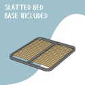 Cama de matrimonio 160x200 cm con 2 mesitas de noche de roble negro y somier de lamas Kivel Oferta