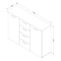 Cómoda de dormitorio con 2 puertas y 4 cajones color madera o negro Ertras Oferta
