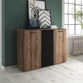 Cómoda de dormitorio con 2 puertas y 4 cajones color madera o negro Ertras Promoción