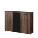 Cómoda de dormitorio con 2 puertas y 4 cajones color madera o negro Ertras Venta