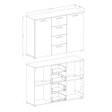 Cómoda de dormitorio con 4 cajones y 2 puertas de madera color blanco 132x38x93 cm Lemere Rebajas