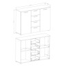 Cómoda de dormitorio con 4 cajones y 2 puertas de madera color blanco 132x38x93 cm Lemere Rebajas