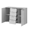 Cómoda de dormitorio con 4 cajones y 2 puertas de madera color blanco 132x38x93 cm Lemere Oferta