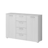 Cómoda de dormitorio con 4 cajones y 2 puertas de madera color blanco 132x38x93 cm Lemere Venta