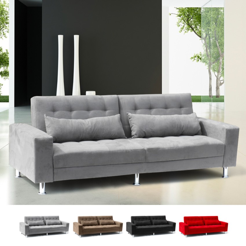 Sofá cama de matrimonio 2-3 plazas con respaldo reclinable y cojines Quarzo Pronto Letto Promoción