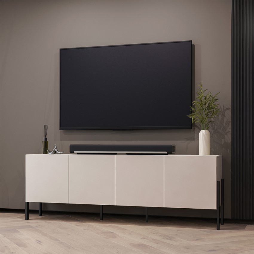 Mueble TV beige para salón de diseño moderno con 4 puertas 200x40x69cm Givre Promoción Mueble TV beige para salón de diseño moderno con 4 puertas 200x40x69cm Givre Promoción