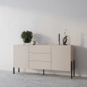 Aparador moderno beige para salón y cocina con 3 cajones y 2 puertas 184x40x89cm Sibel Rebajas