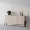 Aparador moderno beige para salón y cocina con 3 cajones y 2 puertas 184x40x89cm Sibel Rebajas
