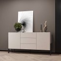 Aparador moderno beige para salón y cocina con 3 cajones y 2 puertas 184x40x89cm Sibel Promoción