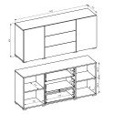 Aparador blanco moderno para el salón con 3 cajones y 2 puertas 140x35x63 cm Mehdi Stock