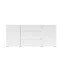 Aparador blanco moderno para el salón con 3 cajones y 2 puertas 140x35x63 cm Mehdi Oferta