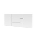 Aparador blanco moderno para el salón con 3 cajones y 2 puertas 140x35x63 cm Mehdi Catálogo
