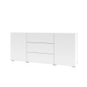 Aparador blanco moderno para el salón con 3 cajones y 2 puertas 140x35x63 cm Mehdi Venta