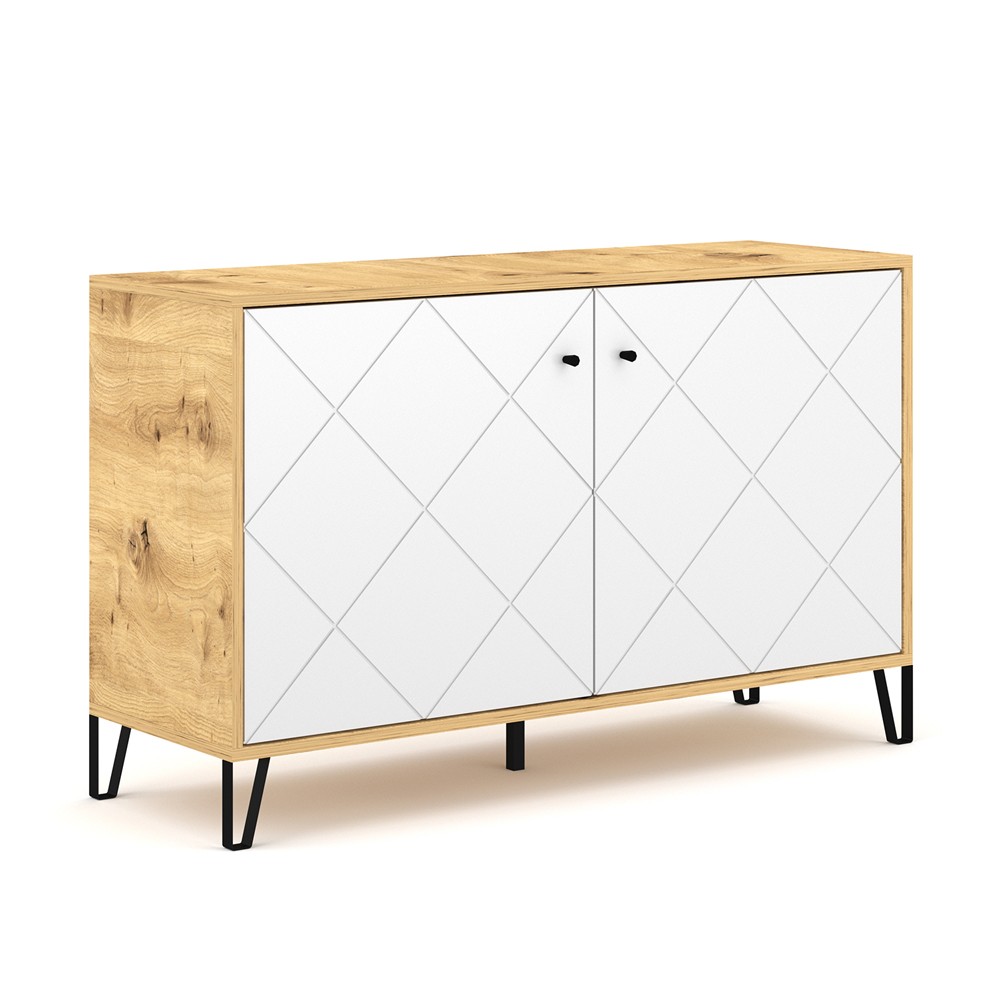 Aparador moderno para cocina o salón con 2 puertas blanco madera Agnes