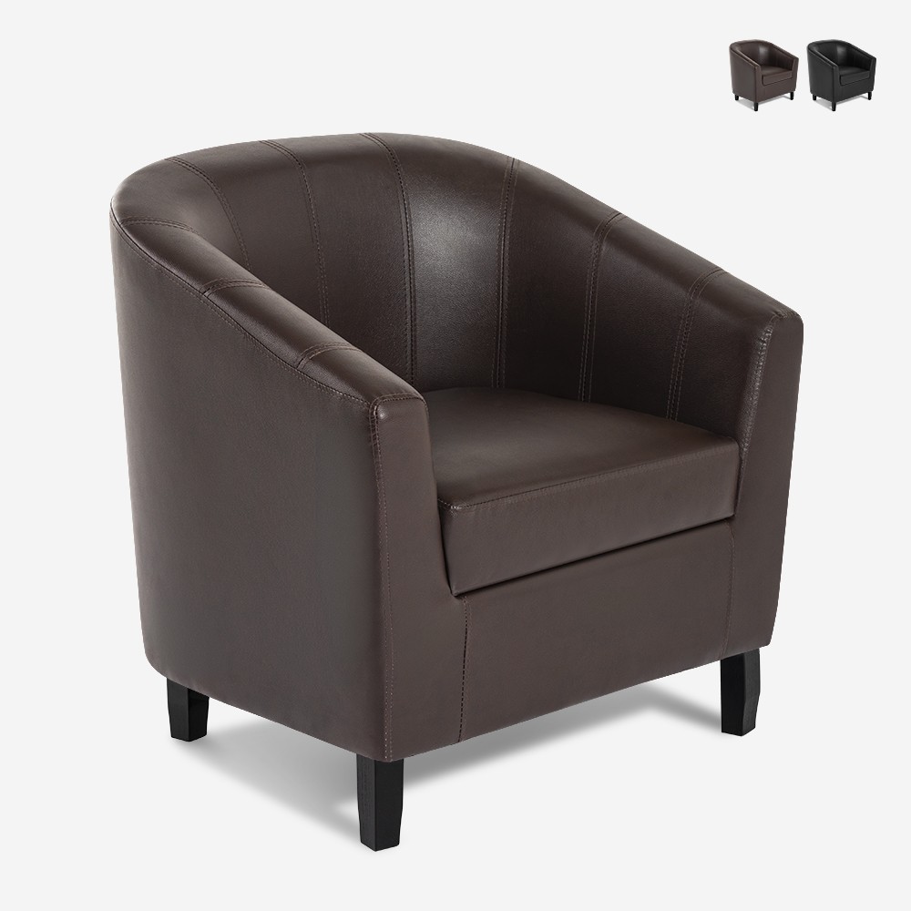 Sillón Club de salón elegante y clásico en polipiel Cookie