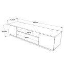 Mueble TV de diseño moderno para el salón,  180 cm y 3 puertas color blanco madera Nirrat Descueto