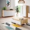 Aparador para el salón 140 cm moderno de madera con 3 puertas color blanco escandinavo Talon Descueto