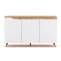 Aparador para el salón 140 cm moderno de madera con 3 puertas color blanco escandinavo Talon Oferta