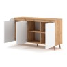Aparador para el salón 140 cm moderno de madera con 3 puertas color blanco escandinavo Talon Rebajas