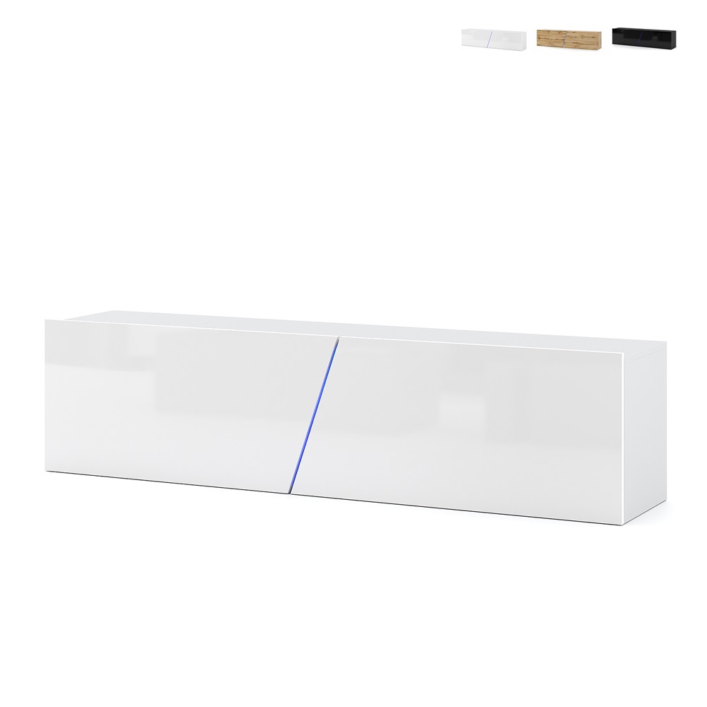 Mueble TV de pared suspendido 160cm diseño minimalista moderno luz LED Regat