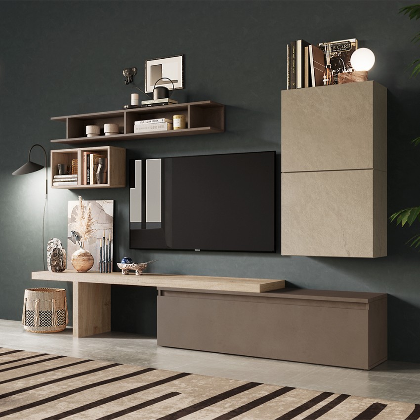 Mueble de sala moderna con porta TV, estante y librería Infinity 2A Promoción Mueble de sala moderna con porta TV, estante y librería Infinity 2A Promoción