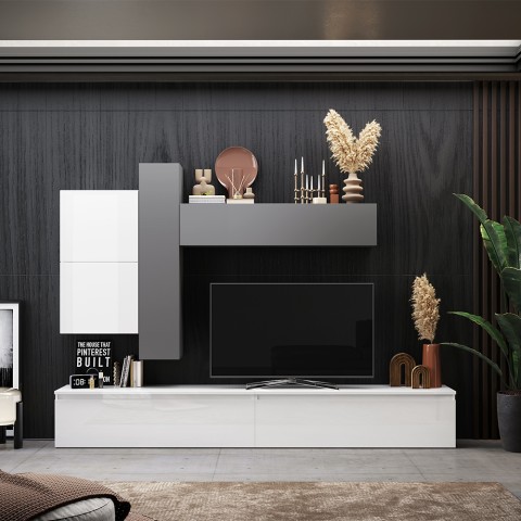 Mueble de salón moderno diseño blanco y gris Infinity 07 Promoción