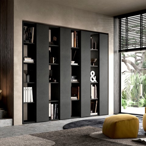 Estantería de pared abierta diseño moderno negro Infinity 11 Promoción