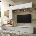 Mueble de pared para TV moderno blanco brillante con estante de madera Infinity 17 Promoción