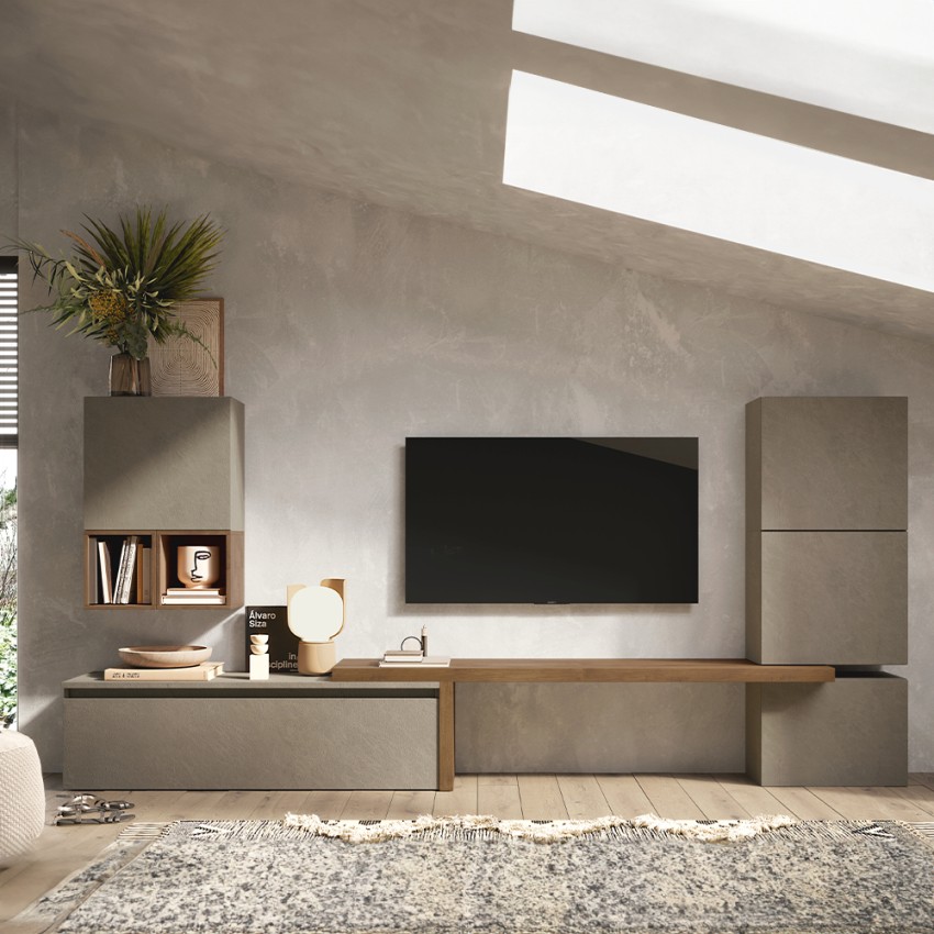 Mueble de pared para TV de diseño moderno gris y negro Infinity 18 Promoción Mueble de pared para TV de diseño moderno gris y negro Infinity 18 Promoción