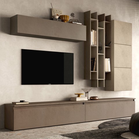 Mueble de pared para TV con librería de diseño moderno Infinity 20 Promoción