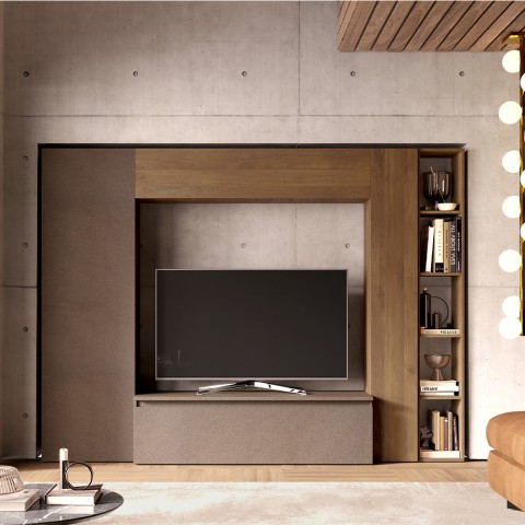 Mueble de salón con estantería y soporte para TV moderno Infinity 09 Promoción